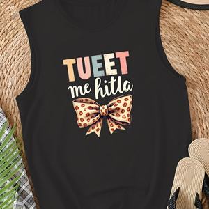 Chaleco casual de mujer con letras pastel y lazo - Product Image 2