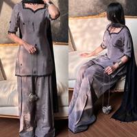 TENNECY Baju Atasan Wanita Desainer Baru untuk Pesta Pernikahan dan Diwali, Bahan Sutra Crep Alami Tebal, Model Farshi Salwar, Cepat Kering, Anti Kusut