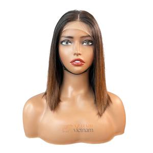 Pelucas de Cabello Humano Bob con Capas, Corte Recto, Puntas Marrones, Súper Doble Trama, Pelucas de Encaje Suizo 2x4 2x6, Cabello Vietnamita Virgen - Product Image 1