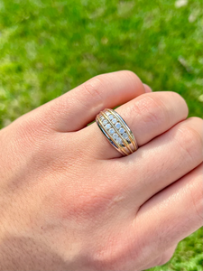 <b>Women's</b> 18K Gold Plated Alloy Eternity Band Engagement <b>Ring</b> with Natural Round Diamonds Channel <b>Set</b> Classic IGI Certified - Product Image 4