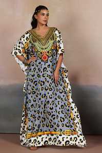 Wholesale Designer Turkish Style <b>Kaftan</b> Women Polyester Handmade Batwing Sleeves V Neck Regular Fit Flared Hem Midi Eid Ramadan - Product Image 4