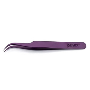 แหนบถอนขนตามืออาชีพสีดำแหนบถอนขนตาสีม่วงแบบสแตนเลสกันลื่น - Product Image 1