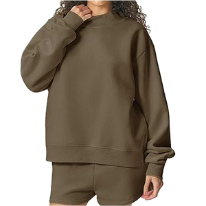 Sweat-shirts pour femmes 100% coton, confortables, hiver/automne, OEM, col roulé, manches longues, motif uni, écologiques, streetwear décontracté - Product Image 5