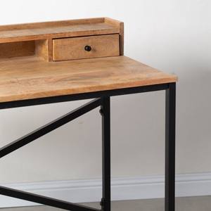 Bureau en bois Vandana Vesta Aureo avec pieds noirs, mobilier de bureau moderne en bois massif minimaliste - Product Image 2