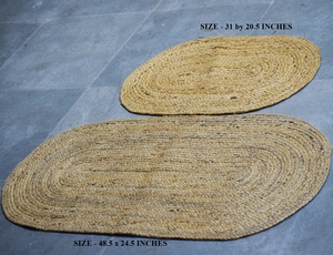 Handwoven Jute <b>Oval</b> Runner <b>Rug</b> Braided Natural Fiber Waterproof Eco-Friendly Reversible Floor Mat for Home & Travel Use - Product Image 5