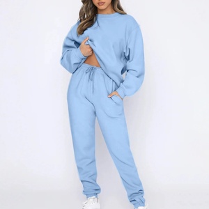Sudadera holgada informal de invierno de gran tamaño para mujer, sudadera transpirable de secado rápido con pantalones de chándal, conjunto de chándal - Product Image 1