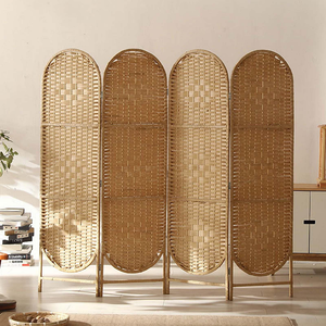 Paravent pliant traditionnel en bambou, rotin et osier pour la maison et le bureau - Product Image 6