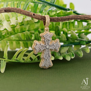 Pendentif croix en moissanite bicolore, coupe ovale, bijou pour homme et femme, collier chaîne - Product Image 5