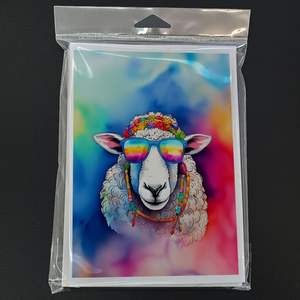Whimsical A7 Size 5x7 New Hippie Animal Sheep <b>Greeting</b> <b>Cards</b> Pack of 8 Blank <b>Note</b> <b>Cards</b> with Envelopes - Product Image 3