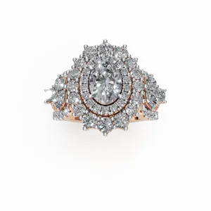 Anillo de Diamantes Cleopatra Halo de 75 Piezas con Múltiples Piedras Cultivadas en Laboratorio de Royal Design, Joyería de Oro de Lujo India para Mujer, Certificación IGI - Product Image 1