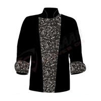 Vestes de cuisine respirantes à manches mi-longues pour cuisinier, serveur et serveuse, imprimées en noir et blanc, Cook-Cap