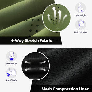 Shorts de tennis pour hommes en polyester de haute qualité, légers, à taille élastique avec cordon de serrage, extensibles, respirants et à séchage rapide - Product Image 5