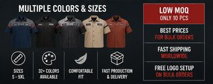 Chemise de travail personnalisée pour mécanicien |   Chemise de travail industrielle à manches courtes pour homme avec nom et logo |   Vêtements de travail pour atelier de réparation automobile |   OEM - Product Image 6