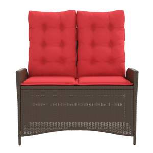 Banco de Jardín Reclinable Mediano en Ratán Sintético Marrón, Elegante Banco de Patio - Product Image 3