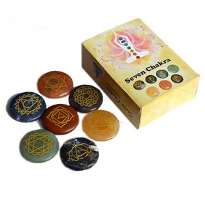 Latest C Eltic Engraved Chakra <b>Set</b> on Unshaped Oval Top Exporter Chakra <b>Set</b> Healing Stone Mascot Style - <b>Crystal</b> Exports - Product Image 3
