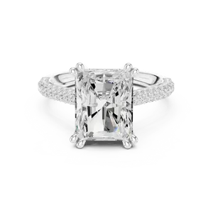 Anillo de Diamantes Redondos Cultivados en Laboratorio de 4 CTW con Halo Oculto, Oro Sólido de 18K, Anillo de Lujo Unisex para Compromiso, Boda, Aniversario, Regalo para Fiesta - Product Image 5