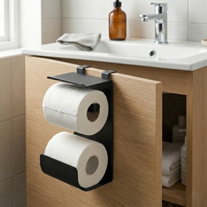 Organizador de oficina moderno de hierro fundido de calidad OEM, colgador de almacenamiento multifunción montado en la pared de un solo nivel para baño de Taiwán - Product Image 2