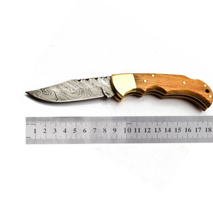 Damascus Steel Pocket Knife Handmade Folding Design Patterned Steel Outdoor <b>Camping</b> Hiking Fishing Travel Utility <b>Tool</b> - Product Image 1