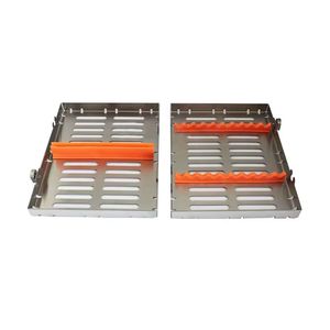 Casete de esterilización dental de acero inoxidable con soportes de silicona, bandeja autoclavable para instrumentos quirúrgicos, precio económico - Product Image 2