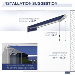 Toldo de Patio con Marco de Aluminio, 13x8 Pies, Retráctil, Resistente a los Rayos UV, con Manivela, Protección Solar, Resistente al Viento, Plegable, Azul Medianoche, para Terrazas - Product Image 5