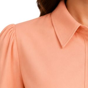 <b>Peach</b> Women Embroidered Blouse Maxi Skirt Set Long Sleeve Button Up Shirt High Waist Modest Two Piece Casual Fashion Outfit OEM - Product Image 3