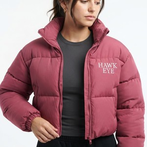 Women's Casual <b>Cropped</b> Winter <b>Puffer</b> <b>Jacket</b> Warm Padded Full Sleeves Quilted Outerwear Wholesale Manufacturer - Product Image 3