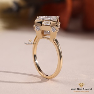 Bague solitaire en or massif 14 carats avec diamant de laboratoire CVD taille princesse étincelant de 3,00 carats, couleur F, clarté VVS2, certifié IGI - Product Image 3
