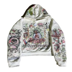 เสื้อมีฮู้ดโอเวอร์ไซส์สำหรับผู้ชายผ้าคอตตอนผ้าเทอร์รี่มีซิปลาย3D กราฟิกสำหรับฤดูใบไม้ร่วงกำหนดเองได้100% - Product Image 1