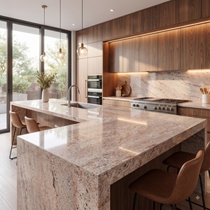 Dalle de granit naturel Fraise Ivoire, légère et polie, pour plan de travail de cuisine, plateau de salle de sport, revêtement mural et de sol - Product Image 3