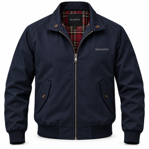 Custom Logo <b>Men</b>’s Harrington <b>Jacket</b> | Polyester <b>Zip</b> Up <b>Jacket</b> with Tartan Plaid Inner Lining | Classic Casual Windbreaker <b>Jacket</b> - Product Image 1