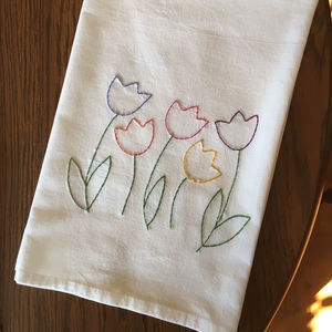 Nature4u Essuie-tout de cuisine 100% coton réutilisables, motif fleurs sauvages brodées, écologiques, séchage rapide, haute absorption - Product Image 1