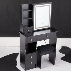 Tavolo da Trucco con Cassetto Sinistro da 29,2 Pollici, Luminosità Regolabile a Tre Colori, Sgabello Imbottito, Ampio Controllo Touch Scorrevole - Product Image 2