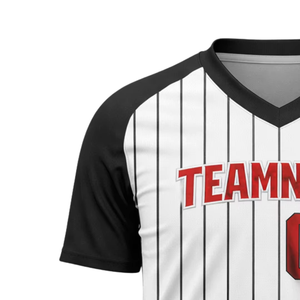 Camiseta de Béisbol Personalizada para Hombre, Blanca con Rayas Negras, Cuello en V, Sin Mangas, Absorbe la Humedad, 100% Poliéster Malla, Nombre del Equipo 00 Heat - Product Image 3