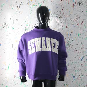 SEWANEE PURPLE <b>Mock</b> <b>Neck</b> Sweatshirt 100% WHITE Applique Embroidery wide <b>neck</b> Sweatshirt Finer Threads - Product Image 2