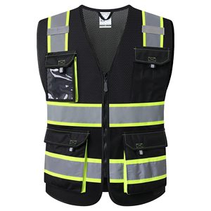 Safety Vests with Pockets for Men Women High Visibility Reflective Vest Mesh Fabric <b>Construction</b> Safety Apparel Neon <b>Work</b> Vest - Product Image 1