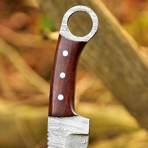 Couteau à poisson forgé à la main avec manche en bois violet et étui en cuir - Product Image 2