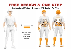 Uniforme de Béisbol Personalizado para Hombre, Sublimado, Cuello en V, Manga Corta, Absorbente de Humedad, Conjunto de Pantalones y Camiseta con Rayas Blancas y Naranjas - Product Image 2