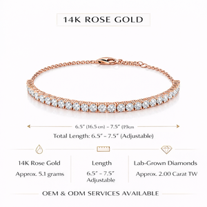 Pulsera de tenis de oro macizo de 14K con diamantes cultivados en laboratorio de 2.00 ct, corte brillante, certificado IGI, moderna, para aniversario de bodas - Product Image 6