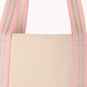 Sac fourre-tout en toile de coton pour femme, rayé rose, sac à bandoulière, sac de plage, fabricant - Product Image 5