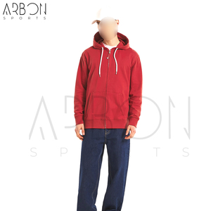 Sudadera con capucha de algodón polar roja, ligera y cómoda, con cremallera completa, de buena calidad, la más reciente, a precio de mayorista. - Product Image 2