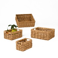 Hotselling ecologische moderne grote rechthoekige waterhyacinten geweven multifunctionele opbergmand voor dekens, speelgoed, handgemaakt decor