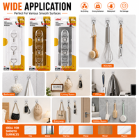 Organisateur de vêtements mural multifonctionnel en acier inoxydable et plastique à trois niveaux avec crochets autocollants pour cuisine et four à micro-ondes