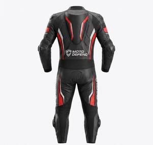 Men's Black <b>Red</b> White Leather Motorcycle Racing <b>Suit</b> Full Sleeve Breathable All Seasons Wear - Product Image 5
