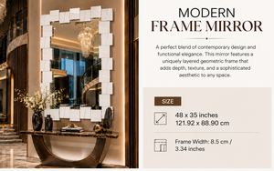 Geometric <b>Wall</b> <b>Mirror</b> <b>Rectangle</b> Design Decorative <b>Mirror</b> <b>for</b> Bathroom Bedroom Living Room Modern Stylish <b>Wall</b> Mounted 35*48 Inch - Product Image 4