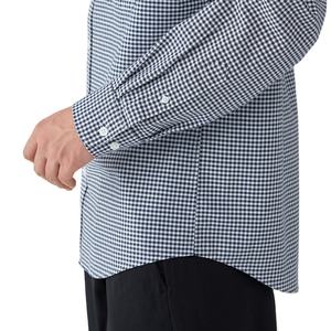 Chemise à carreaux en coton et lin pour homme, col montant, style streetwear, nouvelle collection décontractée à manches longues, chemises pour homme de BD - Product Image 5