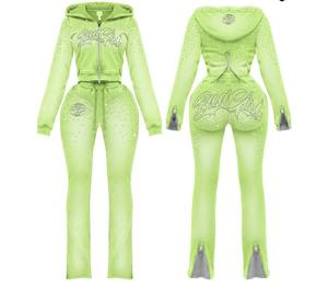 Wholesale Women Brown Camo Print Two Piece Set Slim Fit Hooded Jacket Flare Leg Sweatpants <b>Y2K</b> Streetwear Activewear <b>Tracksuit</b> - Product Image 6