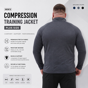Plus Size Men's Training <b>Jackets</b> Muscle Fit Gym Compression <b>Jackets</b> Men Custom Printed Polyester Full Zipper Men Workout <b>Jacket</b> - Product Image 2