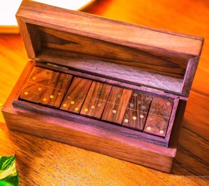 Vintage <b>Wooden</b> Boxed Dominoes Set- 27 <b>Pieces</b> - Product Image 1
