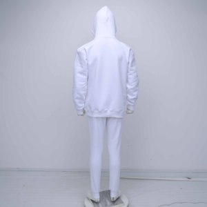 Chándal con capucha para hombre de primera calidad con logotipo personalizado, fabricado en algodón blanco con logotipo bordado en el pecho. - Product Image 6