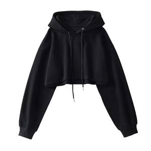 Sudadera Corta de Tela Suave para Mujer, Sudadera Informal de Manga Larga, Mezcla de Algodón Transpirable y Cómoda, Sudadera Corta a la Moda - Product Image 2